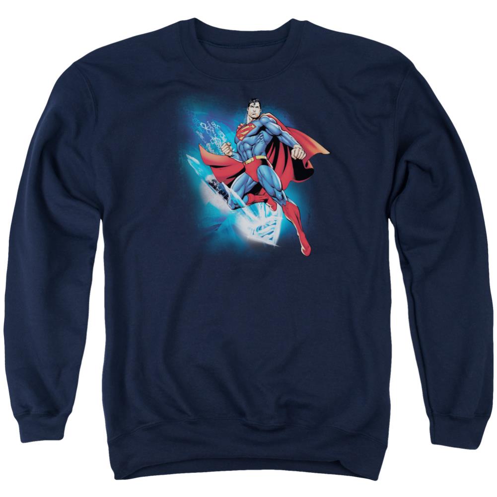 Superman Crystallize Men's Crewneck 50 50 Poly LS T