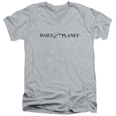 Superman Daily Planet Logo Men's 30/1 Cotton Slim V-Neck T