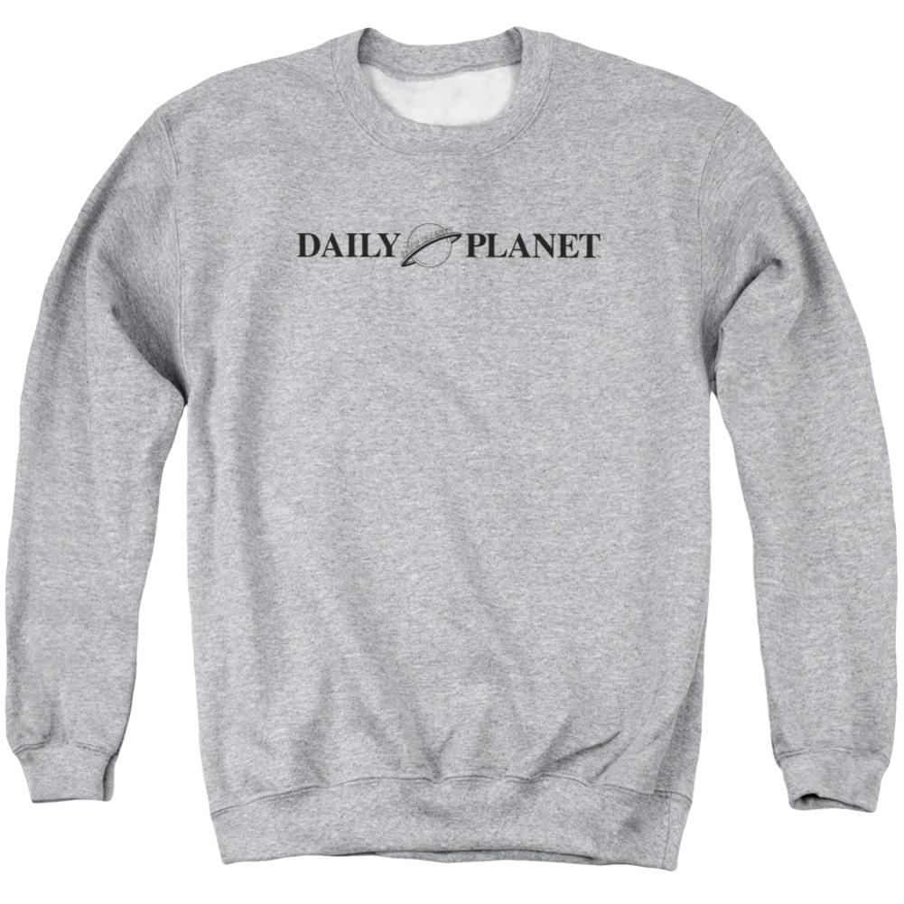 Superman Daily Planet Logo Men's Crewneck 50 50 Poly LS T