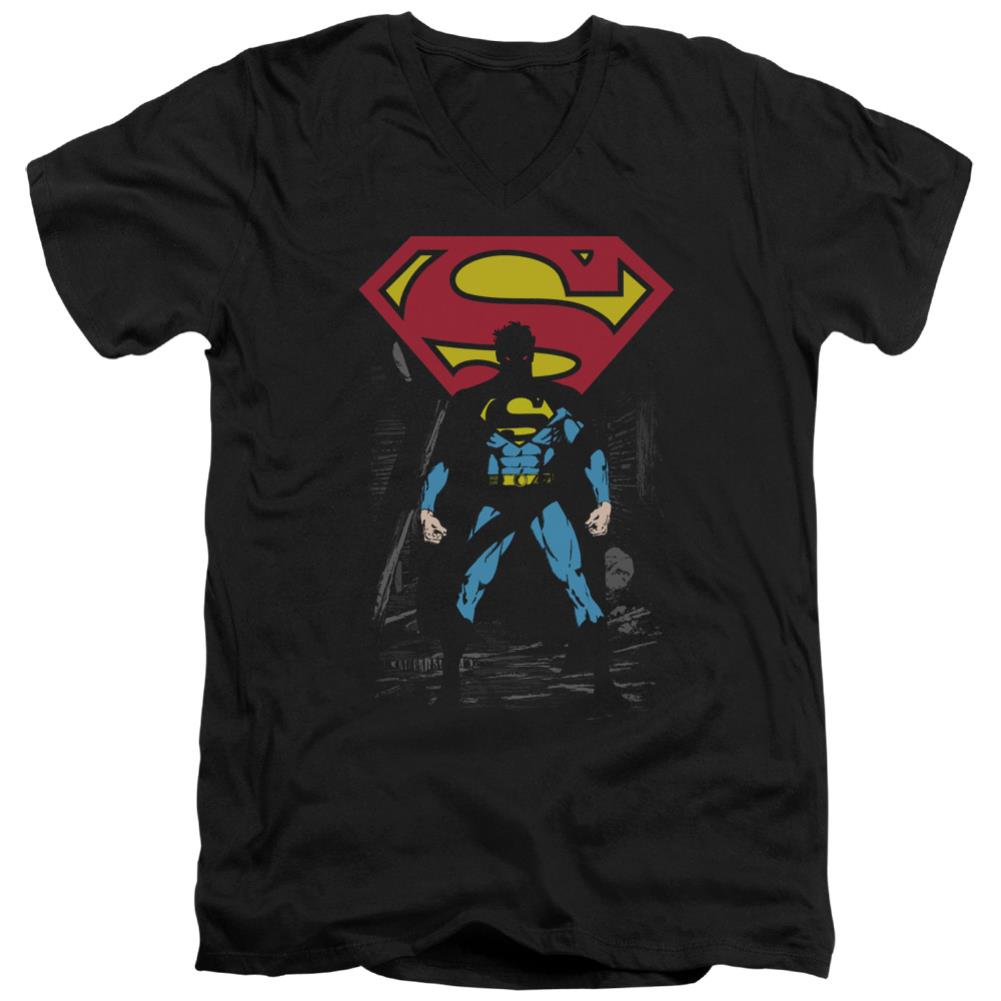 Superman Dark Alley Men's 30/1 Cotton Slim V-Neck T