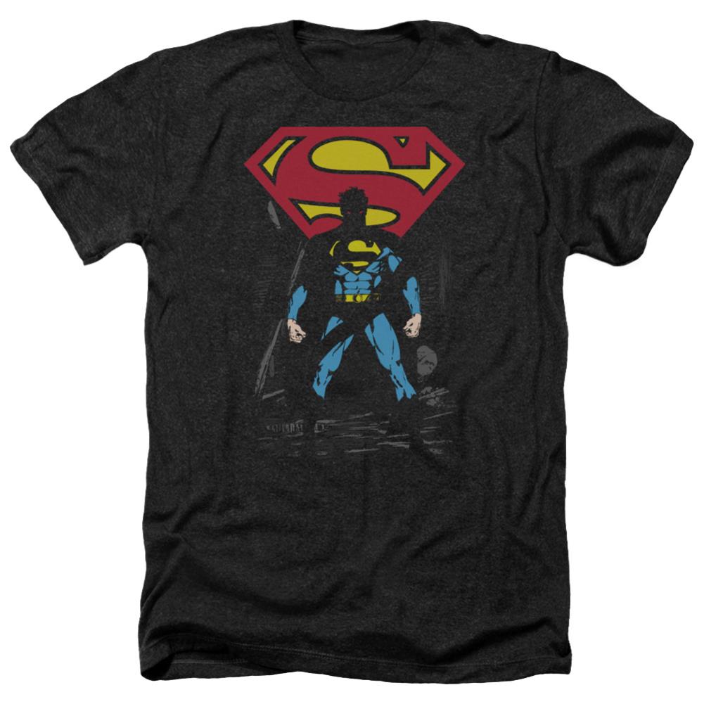 Superman Dark Alley Men's 30/1 Heather 60 40 Poly SS T