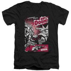 Superman Day Of Doom Men's 30/1 Cotton Slim V-Neck T
