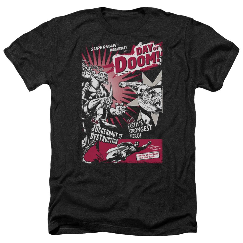 Superman Day Of Doom Men's 30/1 Heather 60 40 Poly SS T