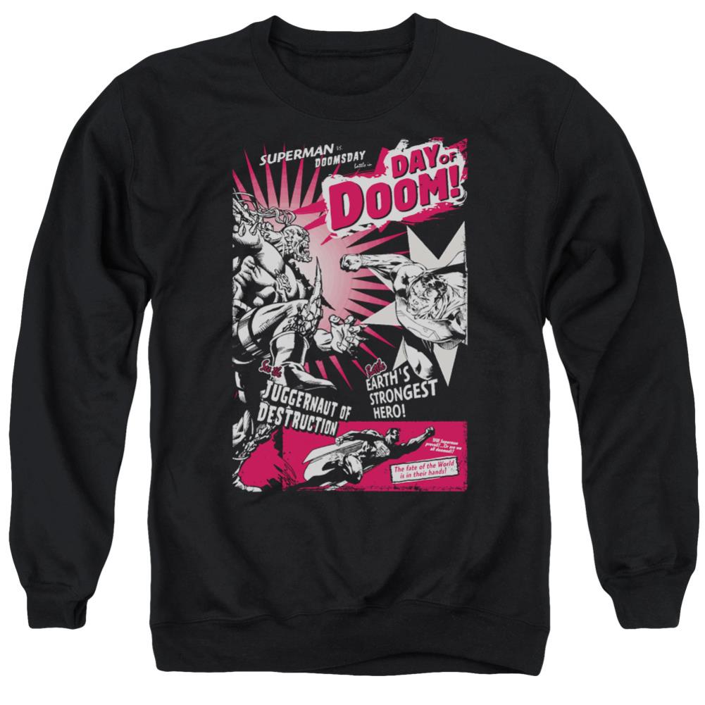 Superman Day Of Doom Men's Crewneck 50 50 Poly LS T
