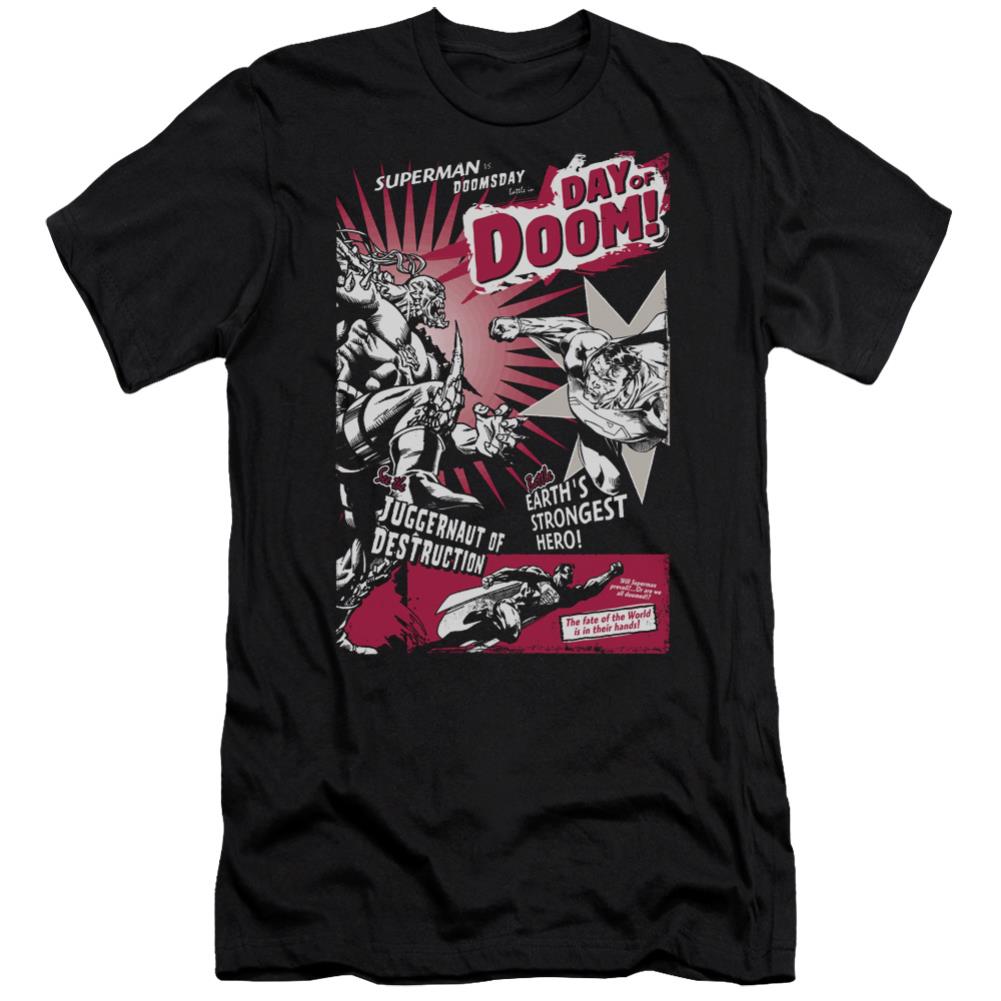 Superman Day Of Doom Men's Ultra-Soft 30/1 Cotton Slim SS T
