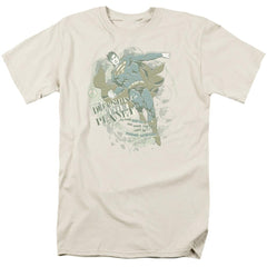 Superman Defending The Planet Men's 18/1 Cotton SS T