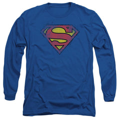 Superman Destroyed Supes Logo Men's 18/1 Cotton LS T
