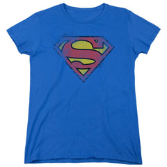 Superman Destroyed Supes Logo Women's 18/1 Cotton SS T