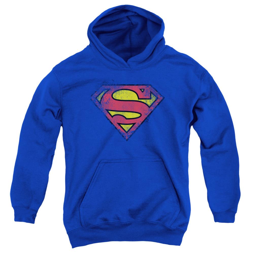 Superman Destroyed Supes Logo Youth Cotton Poly Pull-Over Hoodie