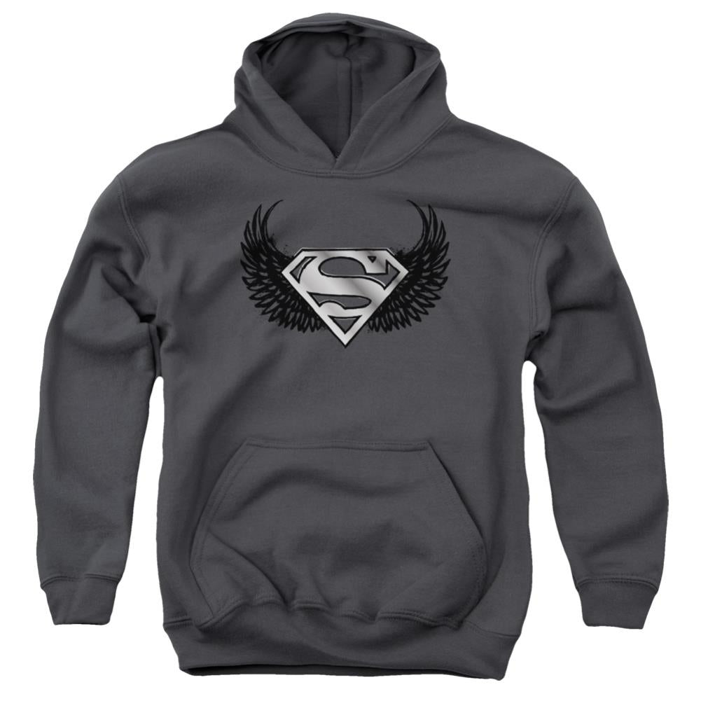 Superman Dirty Wings Youth Cotton Poly Pull-Over Hoodie