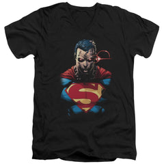 Superman Displeased Men's 30/1 Cotton Slim V-Neck T