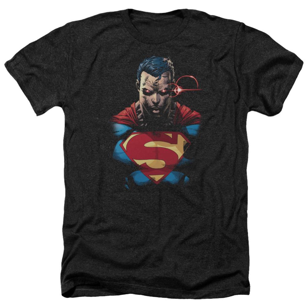 Superman Displeased Men's 30/1 Heather 60 40 Poly SS T