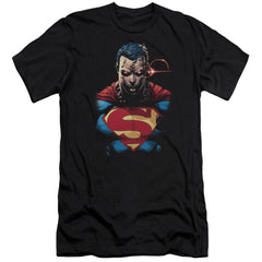 Superman Displeased Men's Ultra-Soft 30/1 Cotton Slim SS T