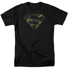 Superman Distressed Camo Shield Men's 18/1 Cotton SS T