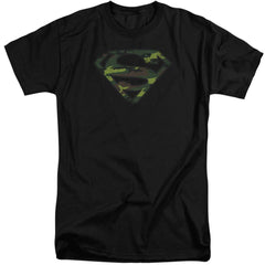 Superman Distressed Camo Shield Men's 18/1 Tall Cotton SS T