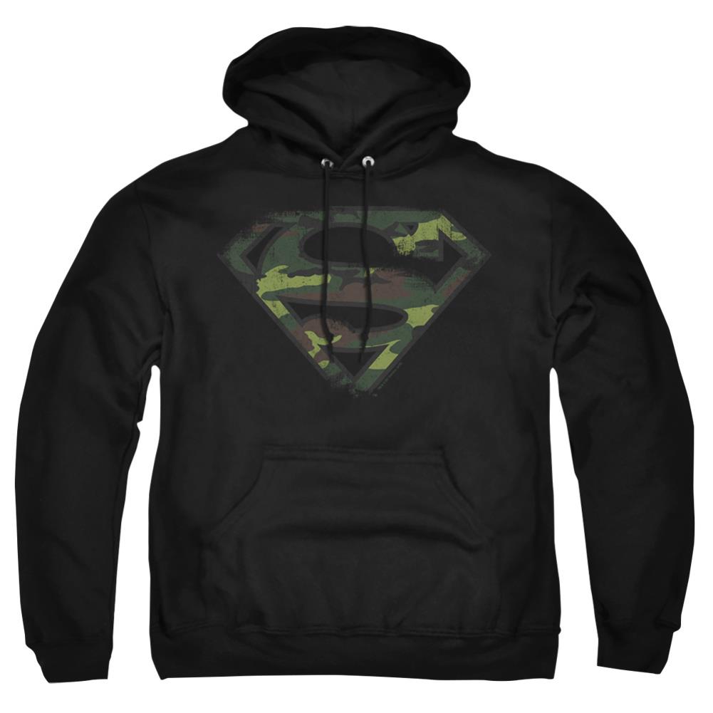 Superman Distressed Camo Shield Men's Pull-Over 75 25 Poly Hoodie
