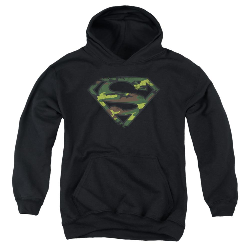 Superman Distressed Camo Shield Youth Cotton Poly Pull-Over Hoodie
