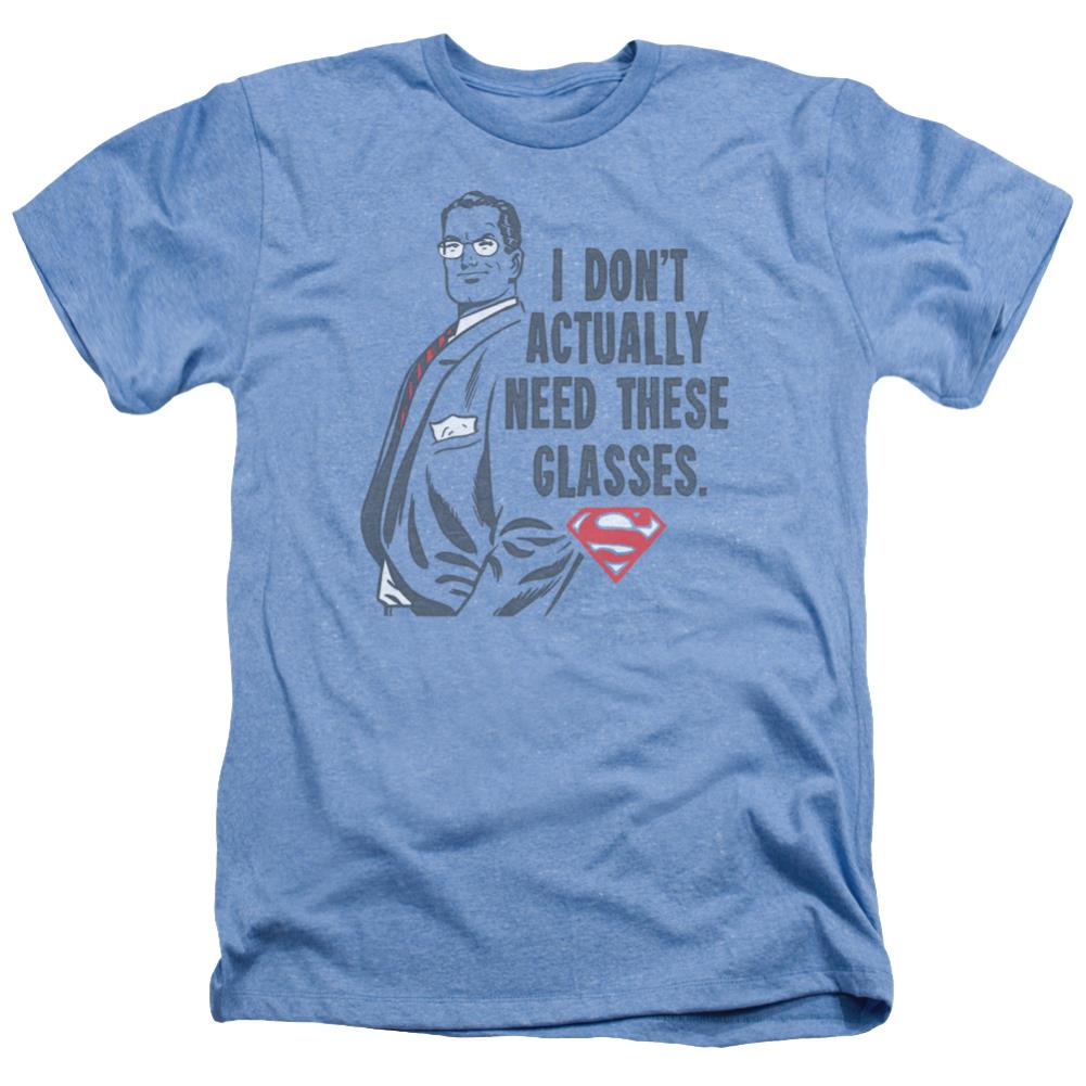 Superman Dont Need Glasses Men's 30/1 Heather 60 40 Poly SS T
