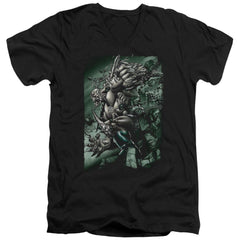 Superman Doomsday Destruction Men's 30/1 Cotton Slim V-Neck T