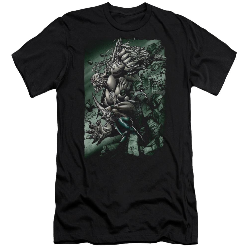 Superman Doomsday Destruction Men's Ultra-Soft 30/1 Cotton Slim SS T