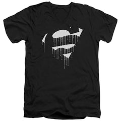 Superman Dripping Shield Men's 30/1 Cotton Slim V-Neck T
