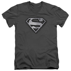 Superman Duct Tape Shield Men's 30/1 Cotton Slim V-Neck T