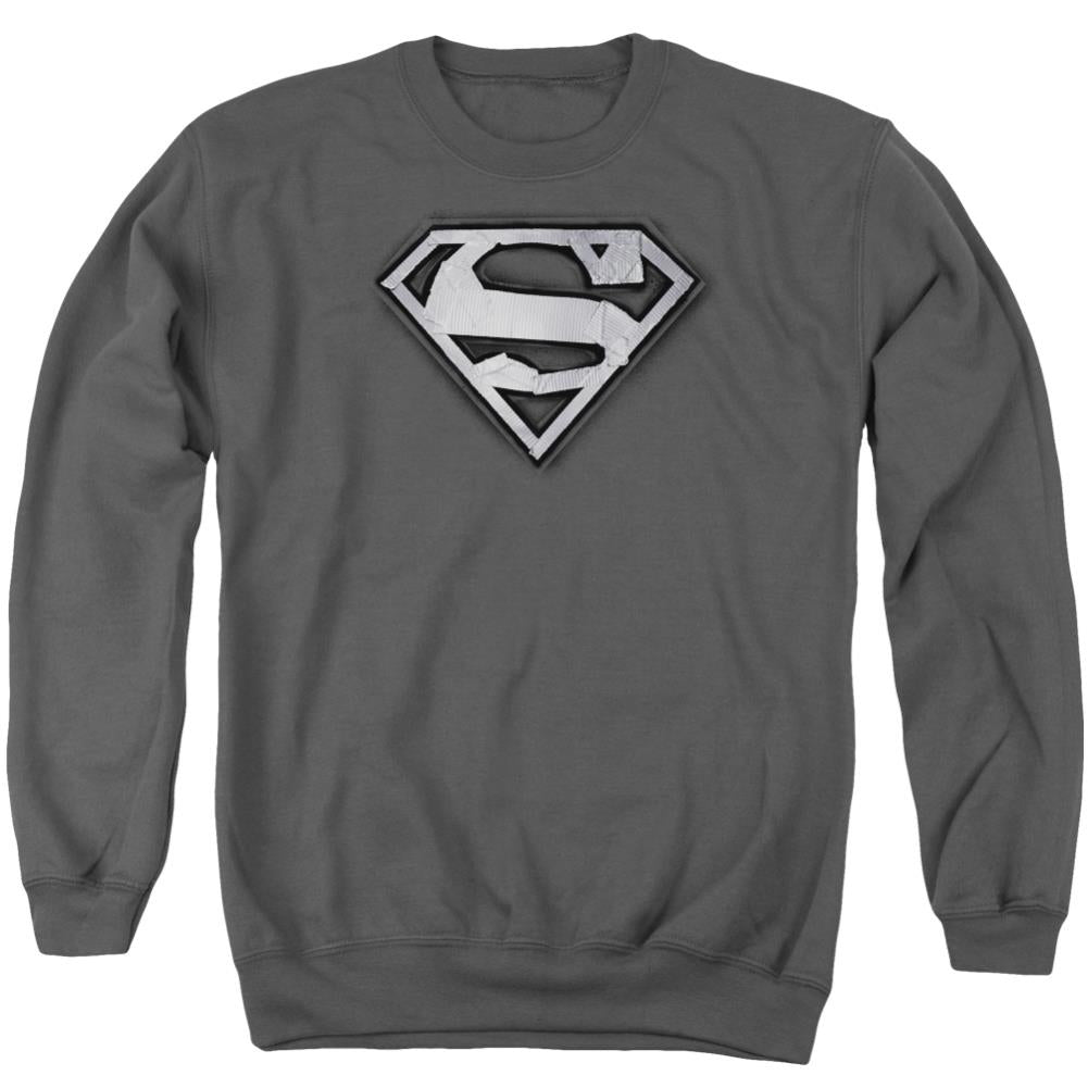 Superman Duct Tape Shield Men's Crewneck 50 50 Poly LS T