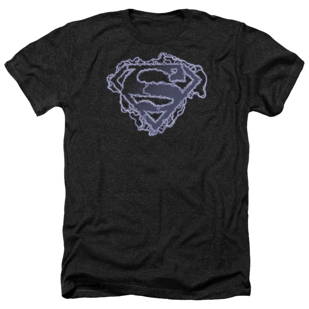 Superman Electric Supes Shield Men's 30/1 Heather 60 40 Poly SS T