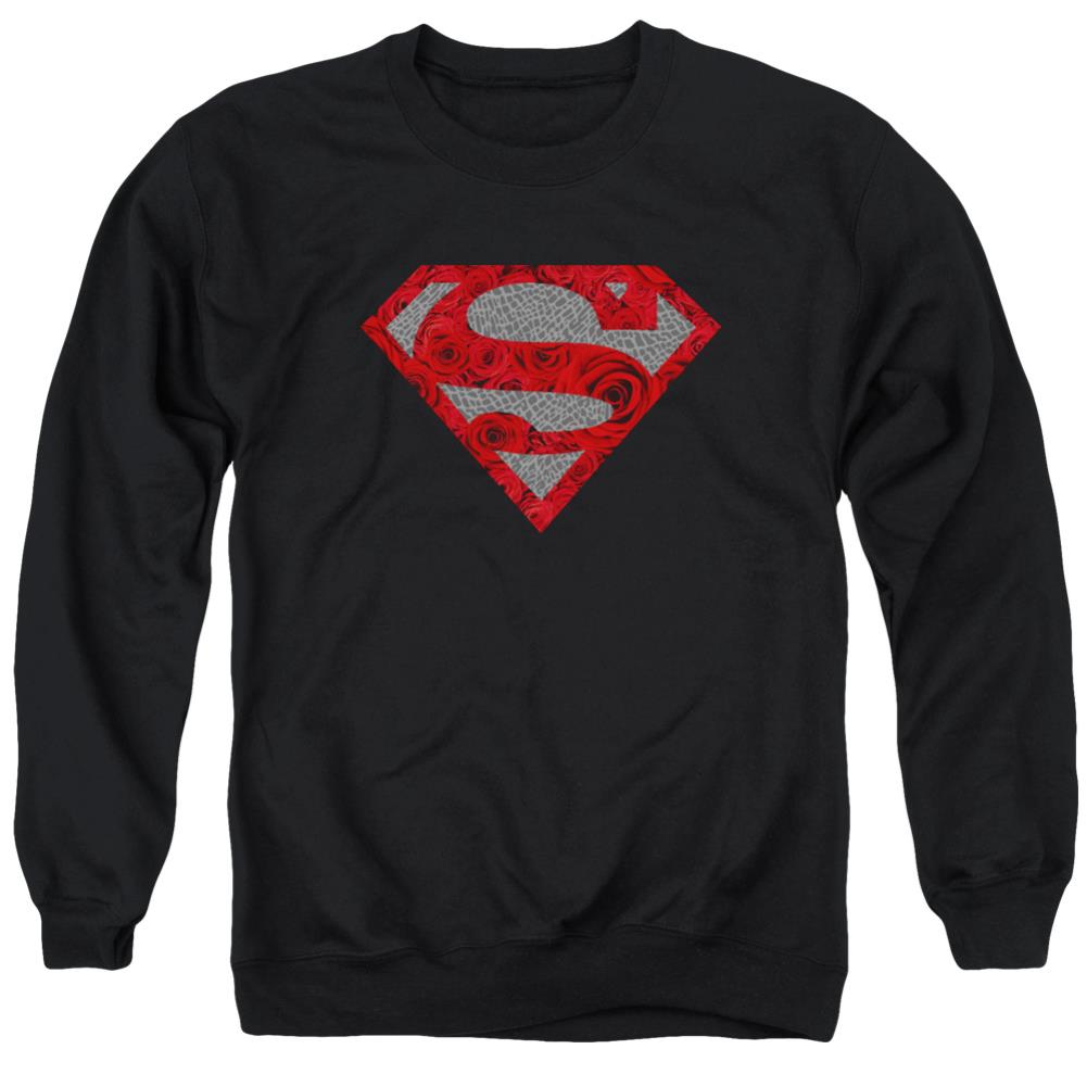 Superman Elephant Rose Shield Men's Crewneck 50 50 Poly LS T