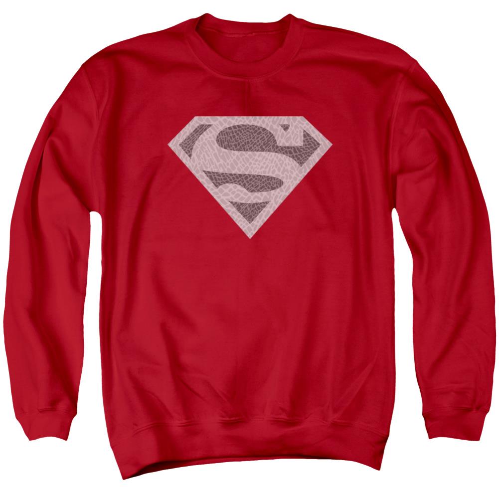 Superman Elephant Shield Men's Crewneck 50 50 Poly LS T