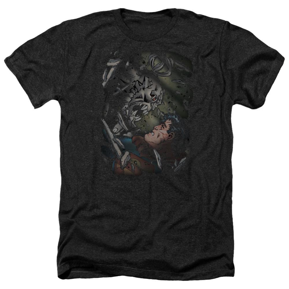 Superman Epic Battle Men's 30/1 Heather 60 40 Poly SS T