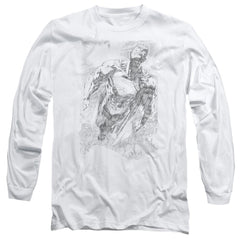 Superman Exploding Space Sketch Men's 18/1 Cotton LS T