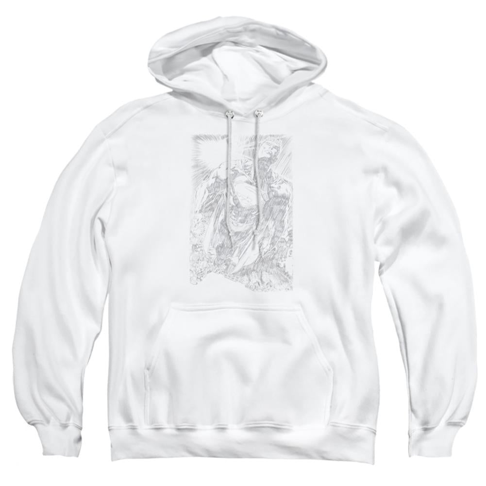 Superman Exploding Space Sketch Men's Pull-Over 75 25 Poly Hoodie