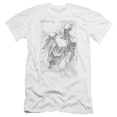 Superman Exploding Space Sketch Men's Ultra-Soft 30/1 Cotton Slim SS T