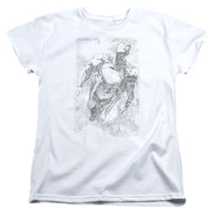 Superman Exploding Space Sketch Women's 18/1 Cotton SS T