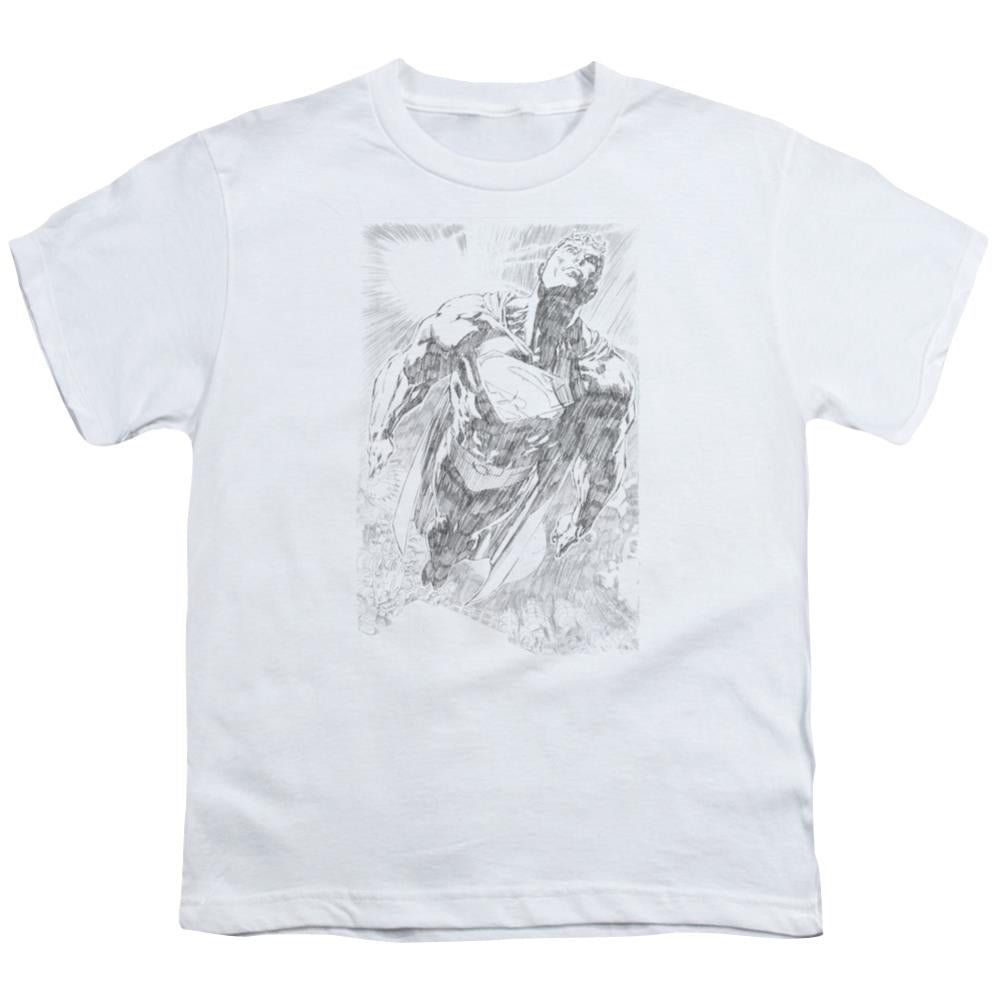 Superman Exploding Space Sketch Youth 18/1 100% Cotton SS T
