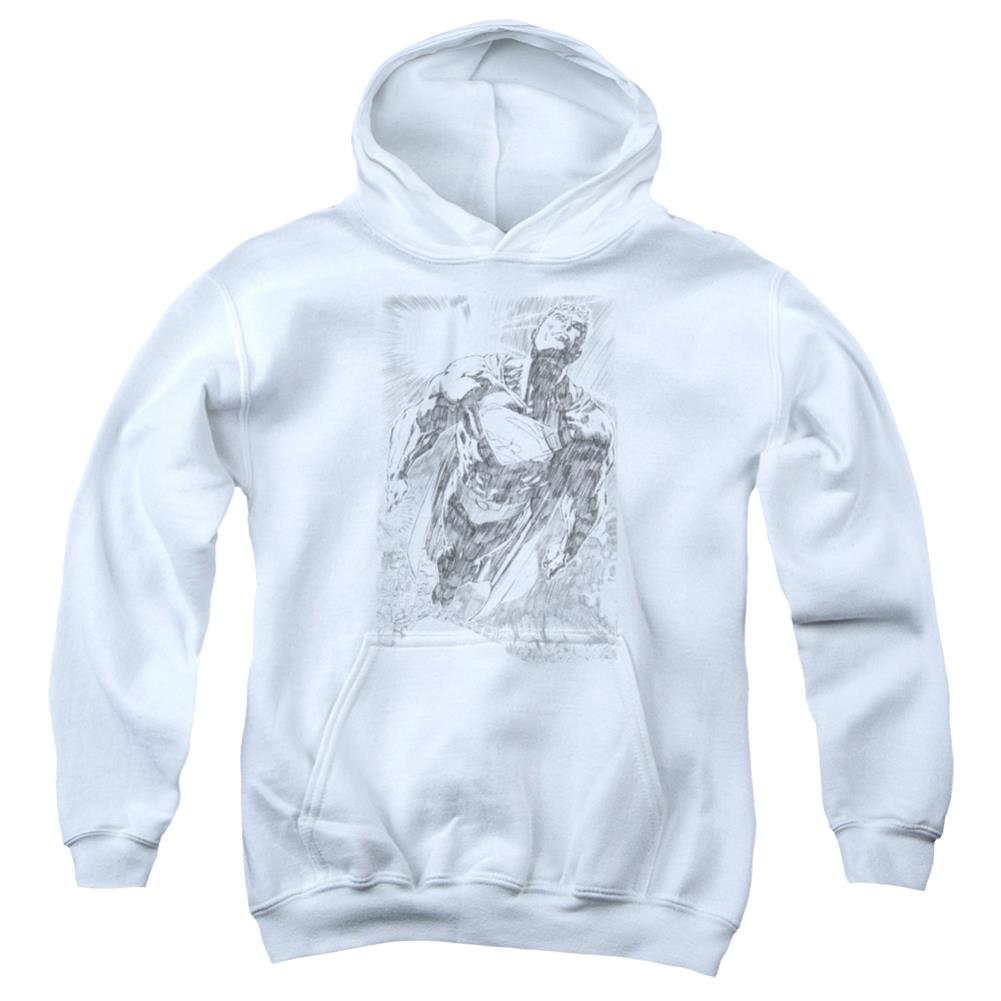 Superman Exploding Space Sketch Youth Cotton Poly Pull-Over Hoodie