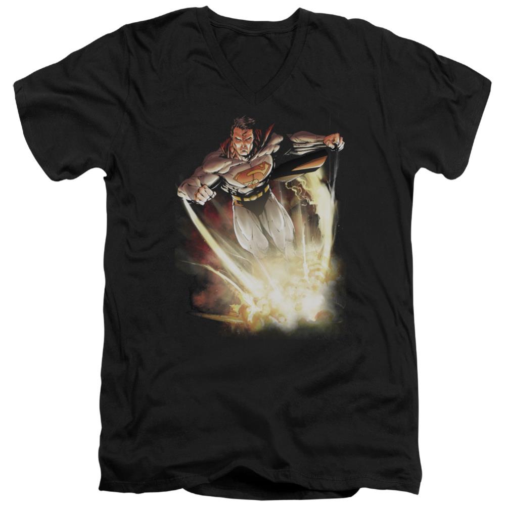 Superman Explosive Men's 30/1 Cotton Slim V-Neck T