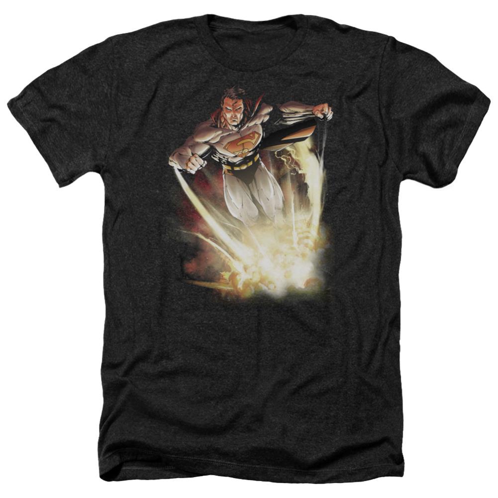 Superman Explosive Men's 30/1 Heather 60 40 Poly SS T