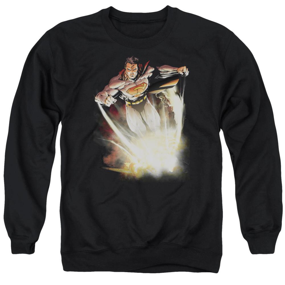 Superman Explosive Men's Crewneck 50 50 Poly LS T