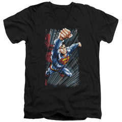 Superman Faster Than Men's 30/1 Cotton Slim V-Neck T