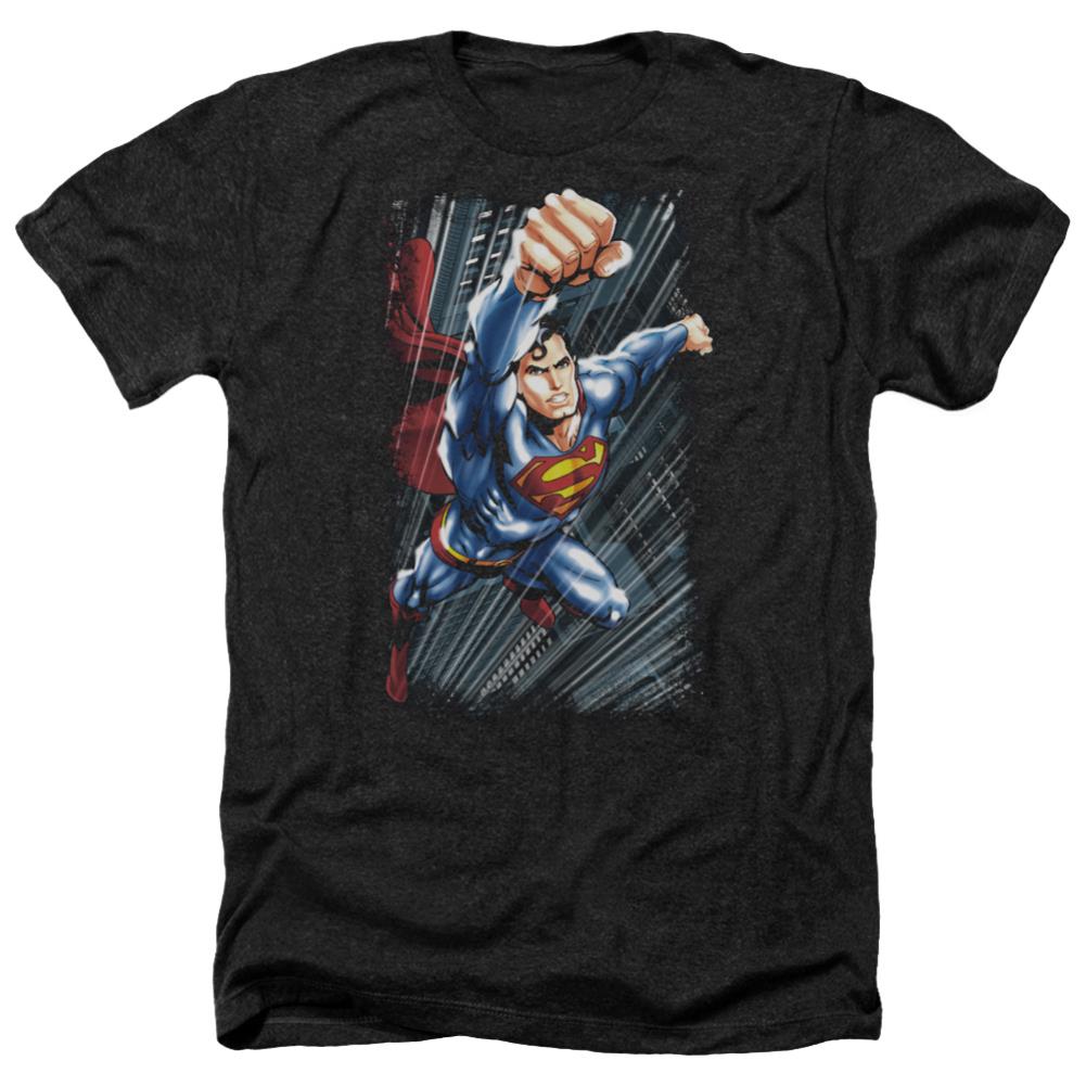 Superman Faster Than Men's 30/1 Heather 60 40 Poly SS T