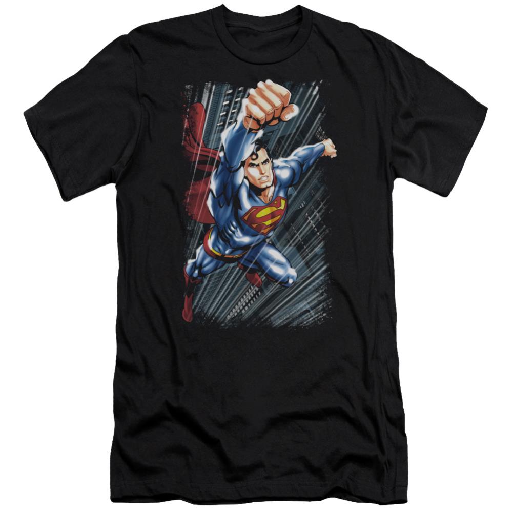 Superman Faster Than Men's Ultra-Soft 30/1 Cotton Slim SS T