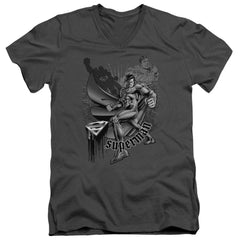 Superman Fight And Flight Men's 30/1 Cotton Slim V-Neck T