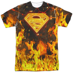 Superman Fire Logo Men's Regular Fit Polyester SS T