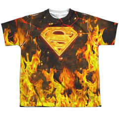 Superman Fire Logo Youth Regular Fit Poly SS T