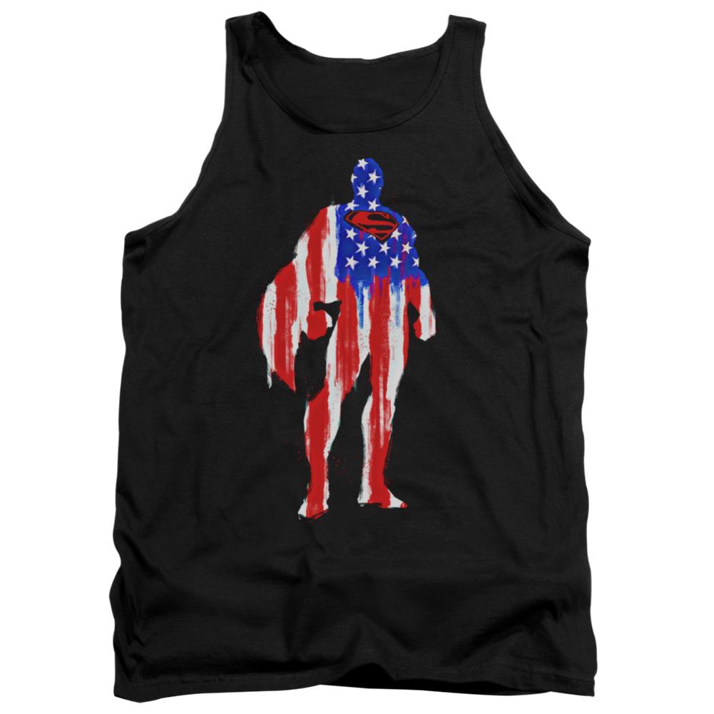 Superman Flag Silhouette Men's 18/1 Cotton Tank Top