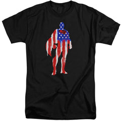 Superman Flag Silhouette Men's 18/1 Tall Cotton SS T