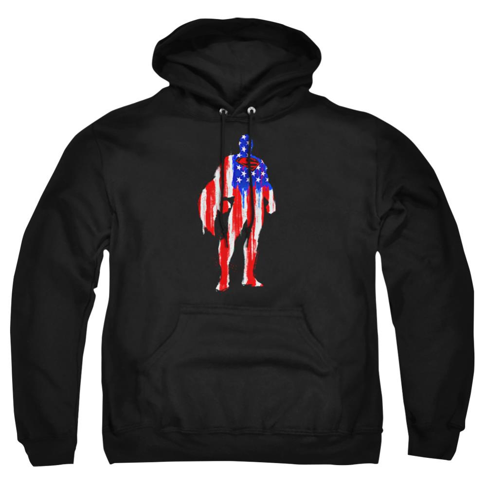 Superman Flag Silhouette Men's Pull-Over 75 25 Poly Hoodie