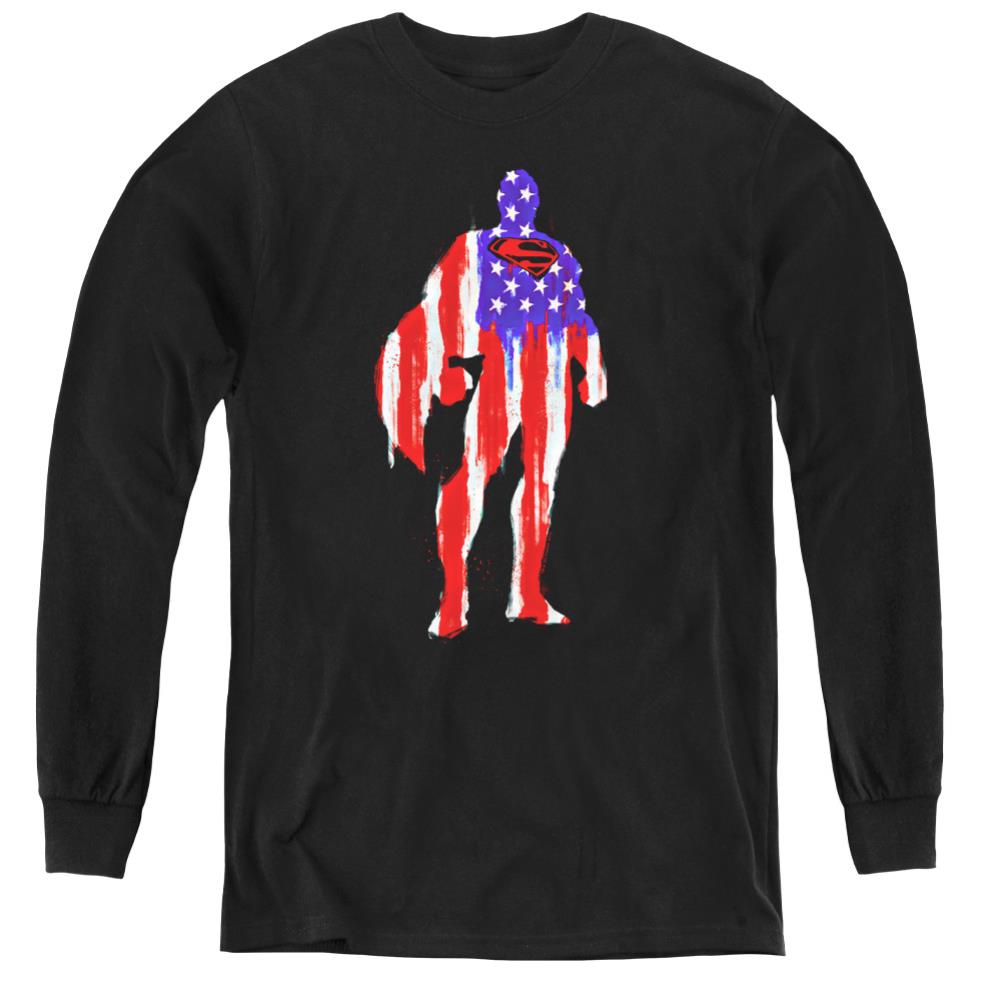 Superman Flag Silhouette Youth LS T
